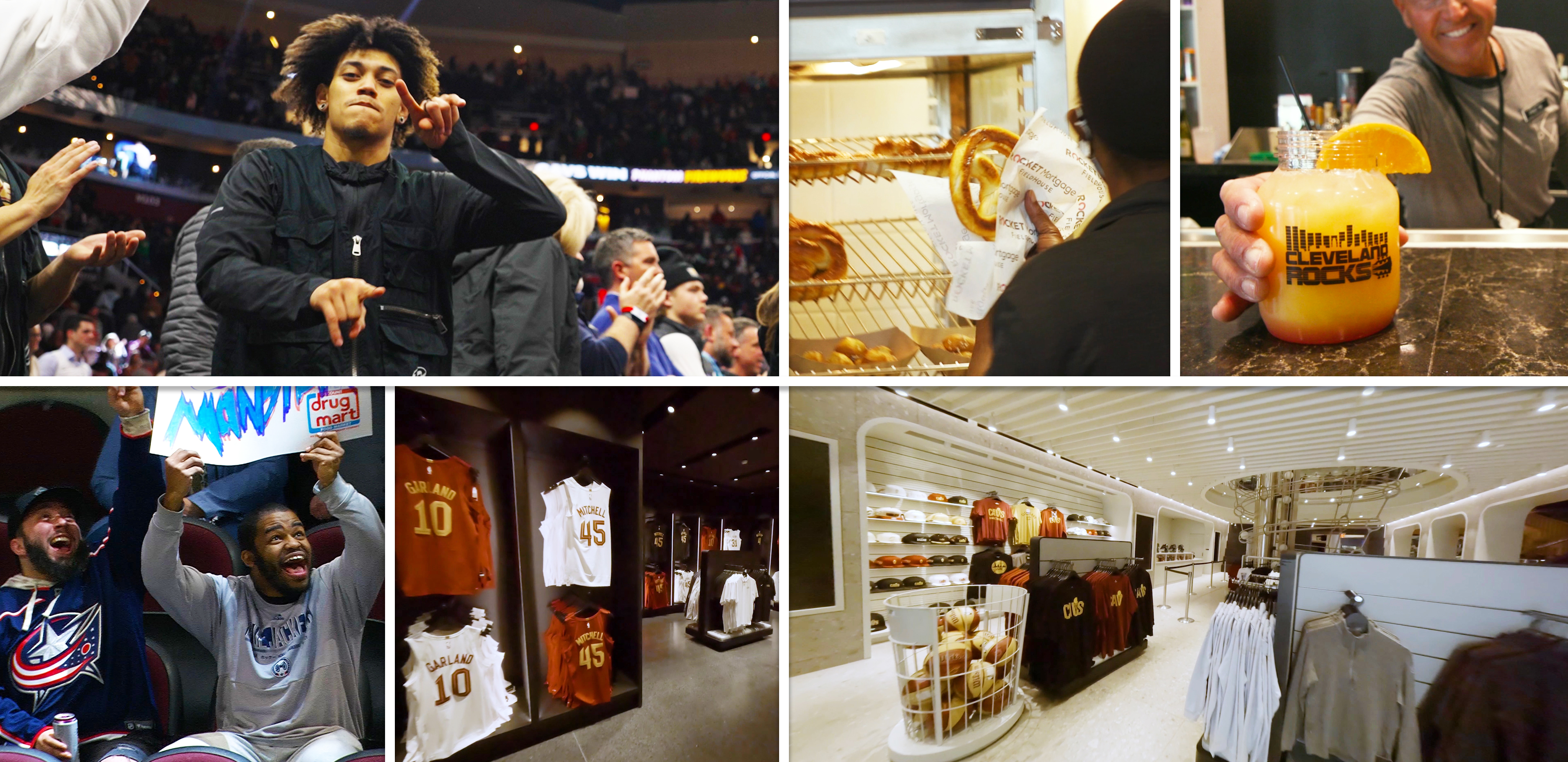 Fans celebrating at the Cleveland Cavaliers and Lake Erie Monsters games